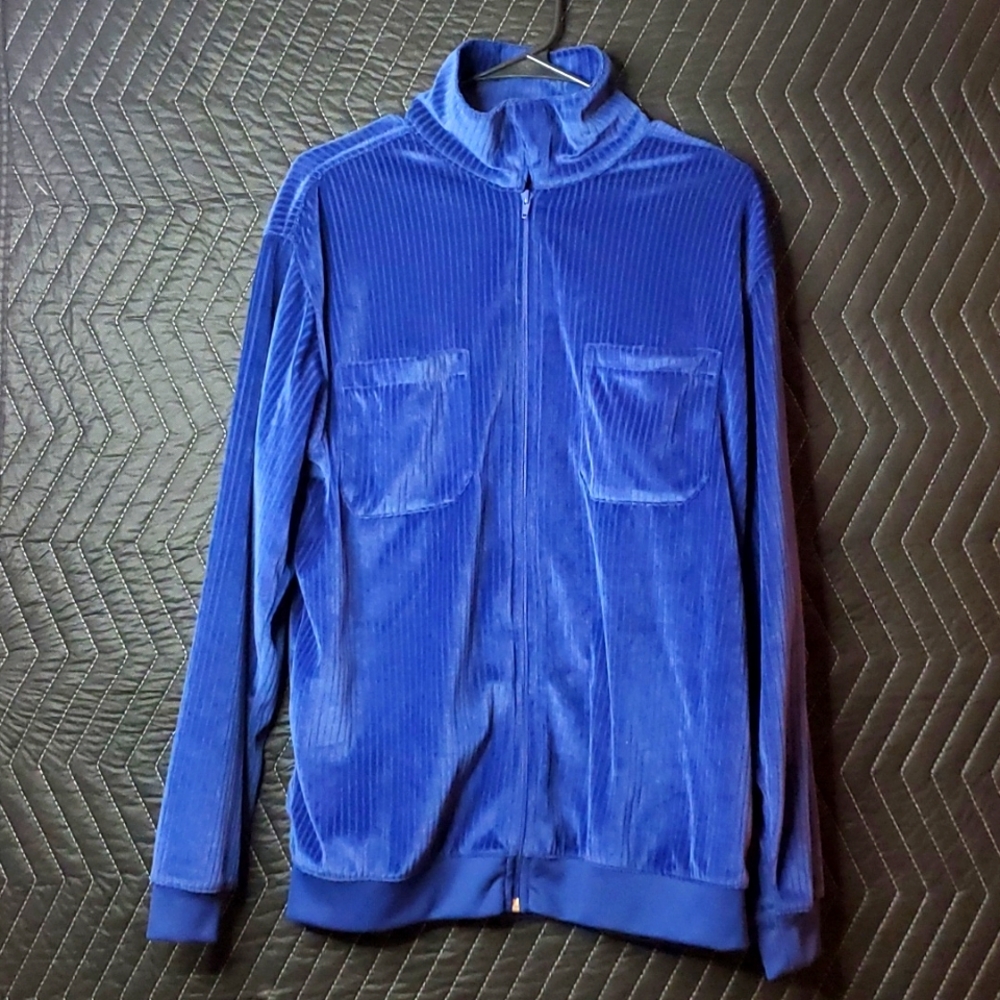 Vintage blue velvet lined zip up jacket